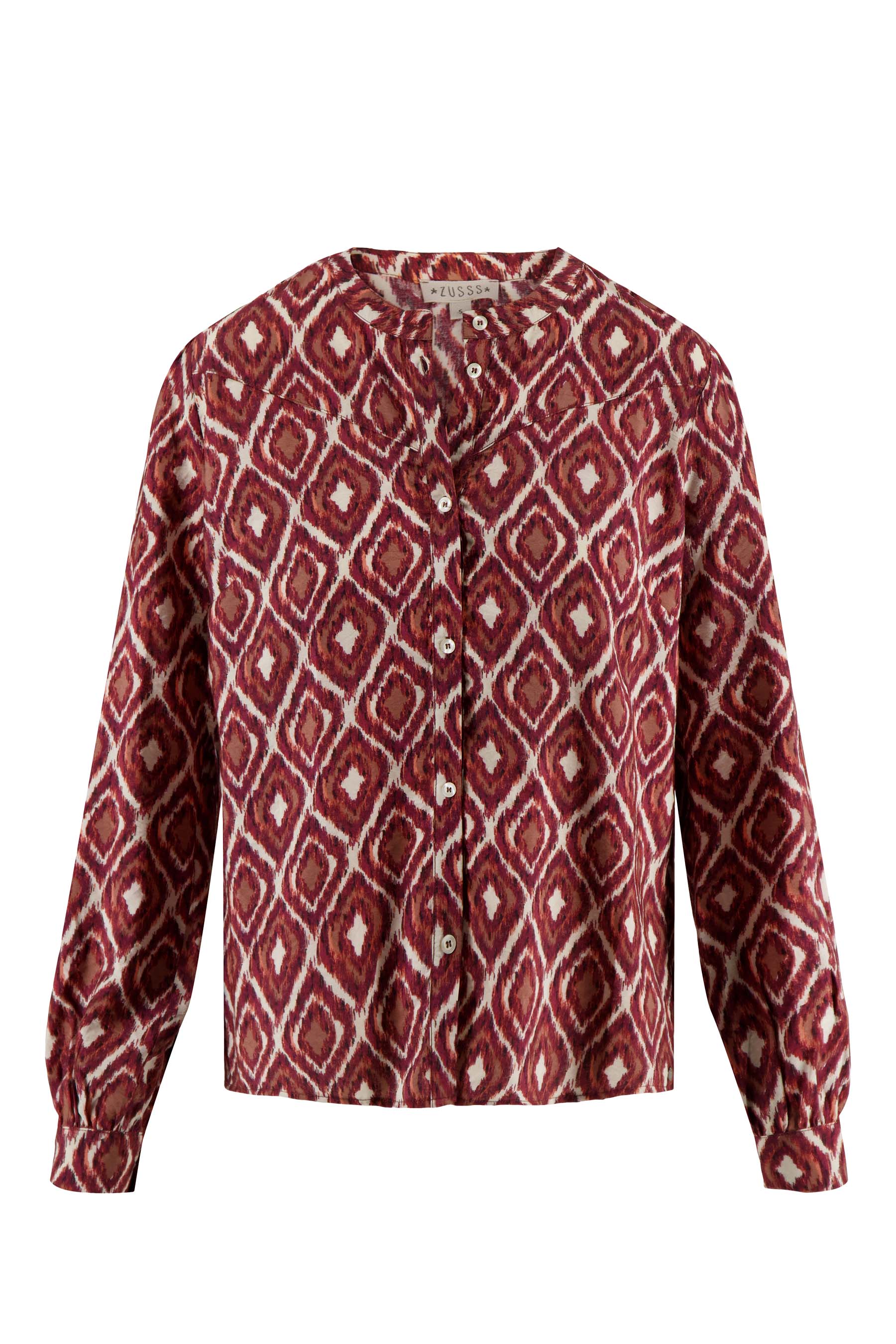 Blouse met ikat print - Zusss blouse met ikat print zand roodbruin 0304 044 7037 voor 1 - 204
