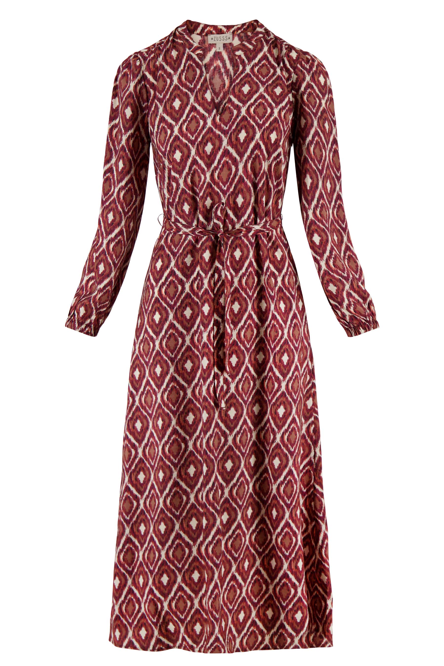 Maxi jurk met ikat print - Zusss maxi jurk met ikat print zand roodbruin 0301 056 7037 voor 1 - 189