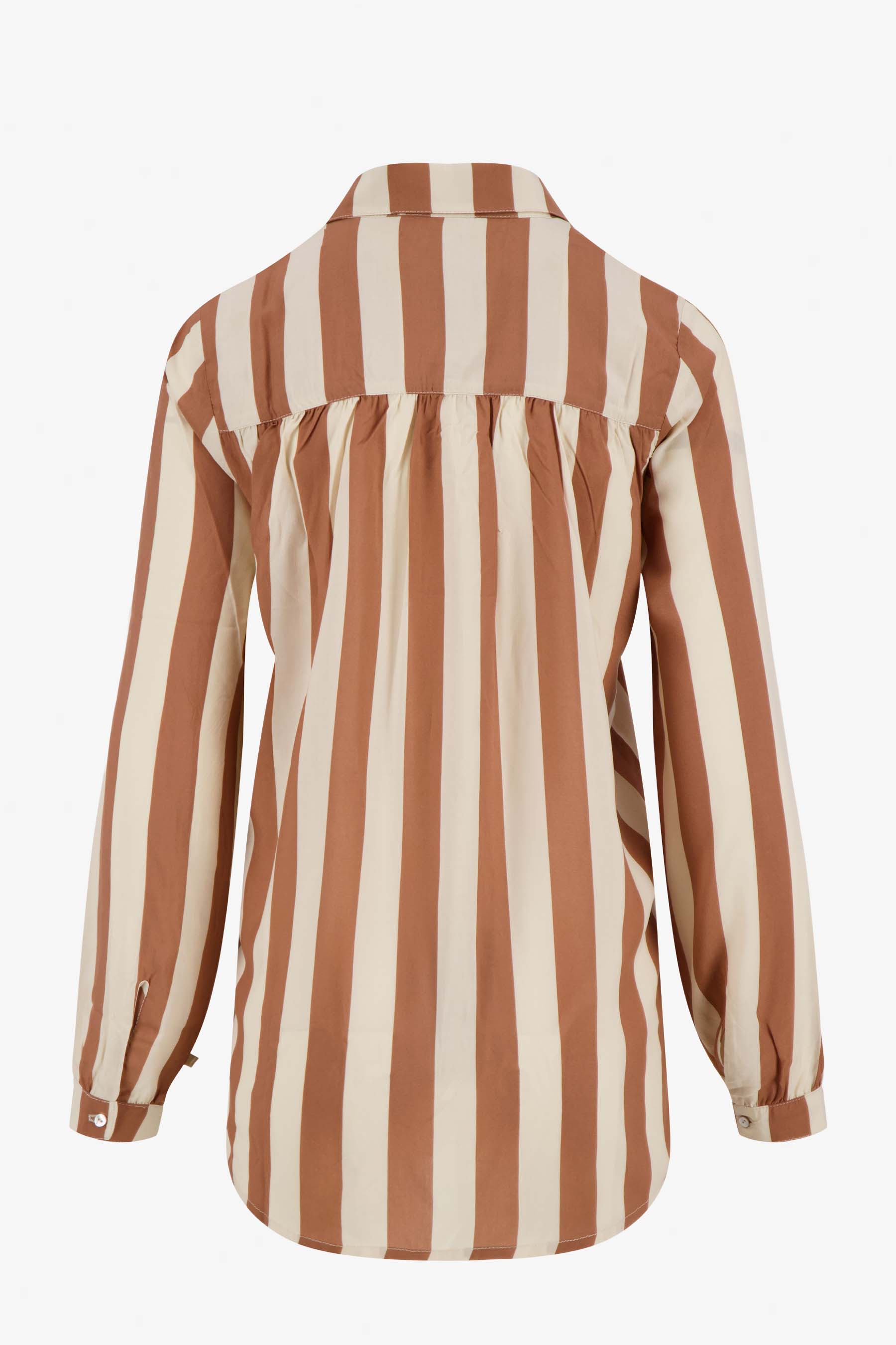 Oversized blouse met streep - Zusss oversized blouse met streep brique ecru 0304 048 0024 achter - 197