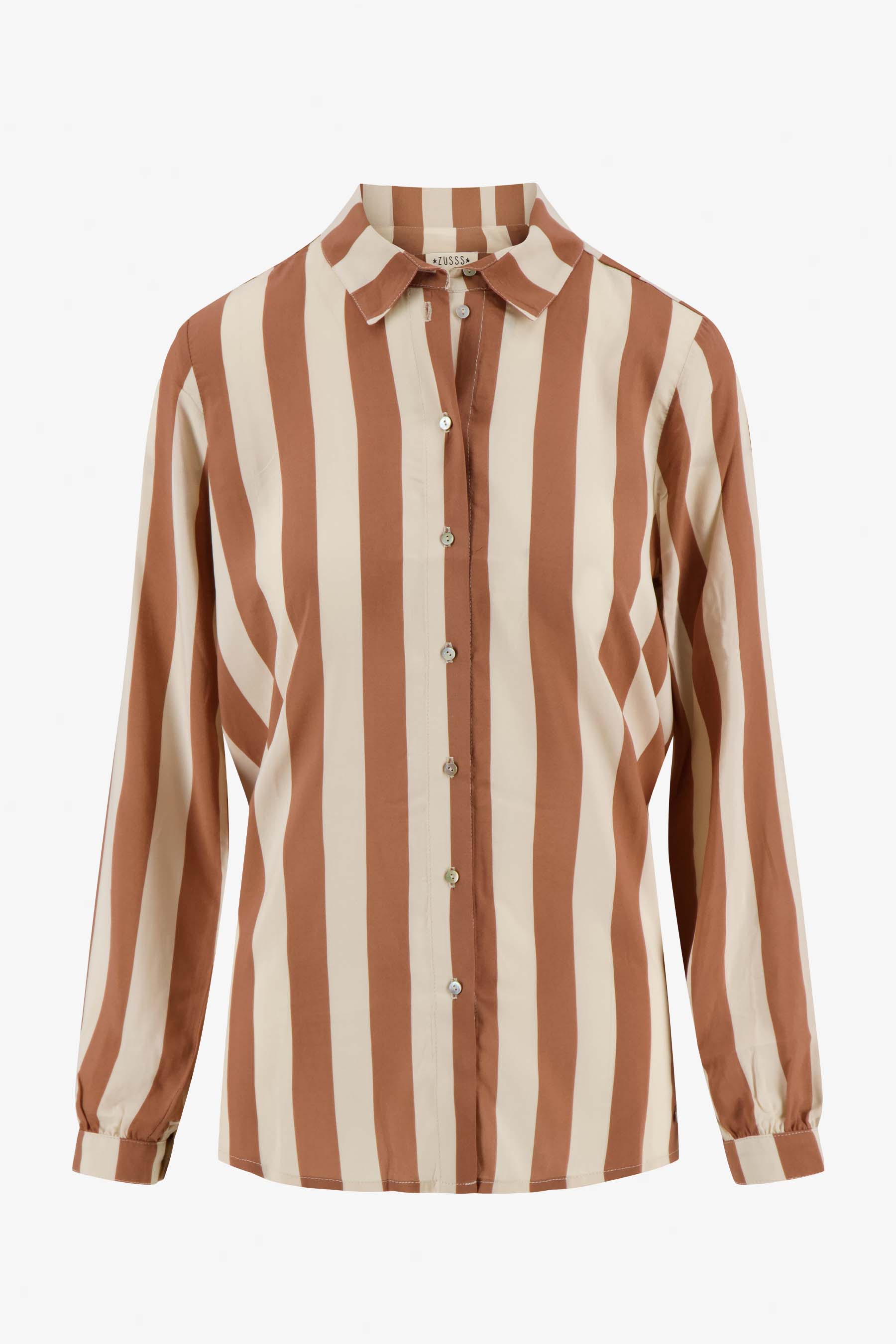 Oversized blouse met streep - Zusss oversized blouse met streep brique ecru 0304 048 0024 voor - 197